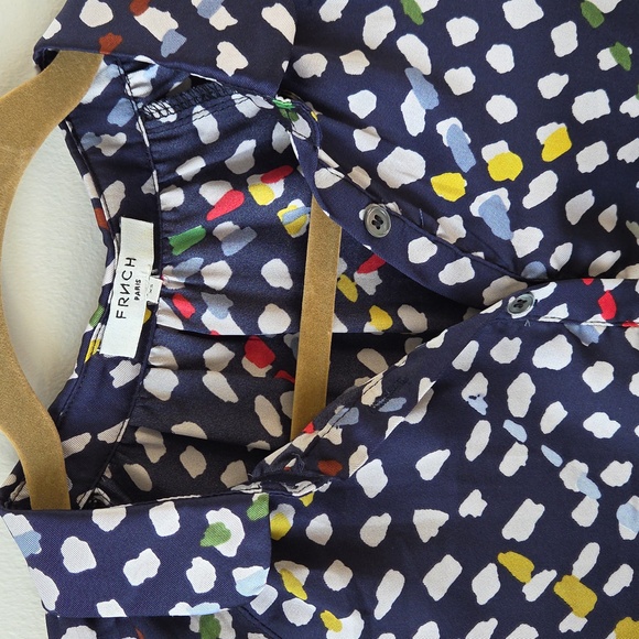 FRNCH Paris Womens Abstract Satin Button Up Henly Blouse Size X-Small - Picture 4 of 10